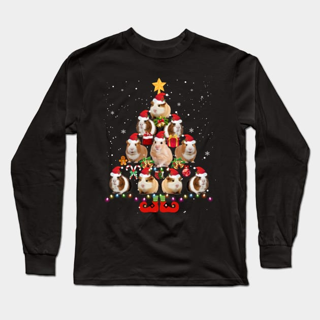 Funny Guinea Pig Christmas Tree Ornament Decor Gift Cute Long Sleeve T-Shirt by Oscar N Sims